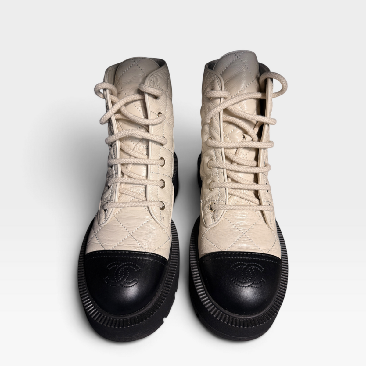 Chanel Quilted Combat Boots