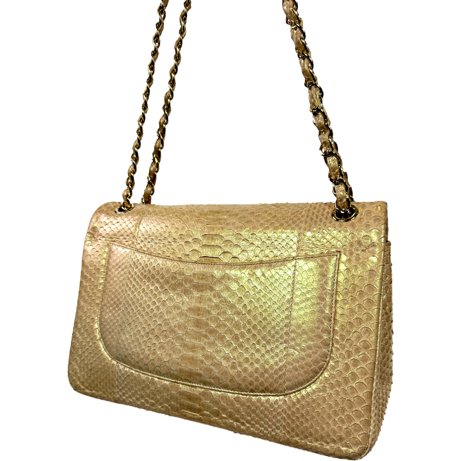 CHANEL Jumbo Metallic Python Iridescent Classic with Champagne Hardware 2012