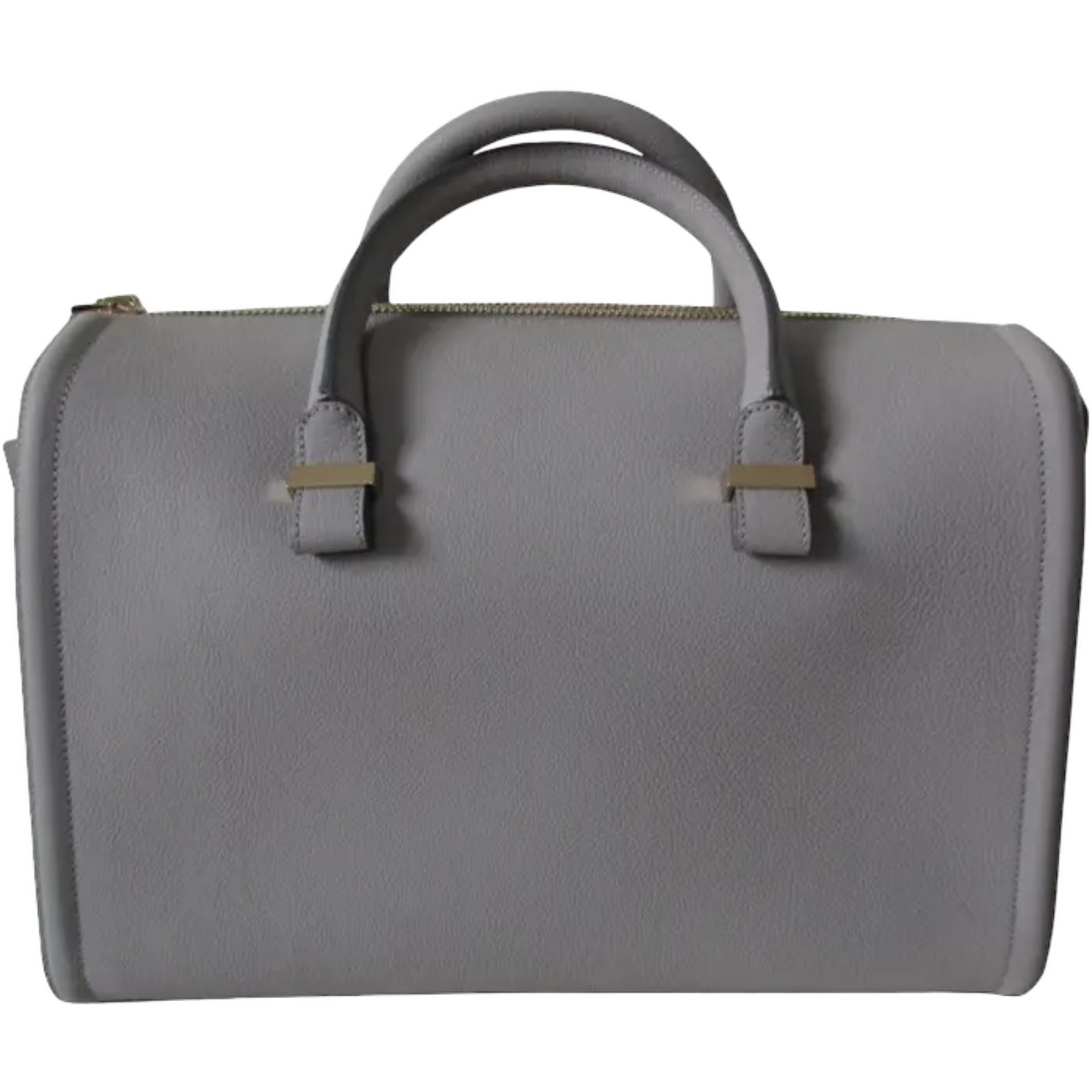 Grey Leather Handbag lined with linen, hardware in light gold