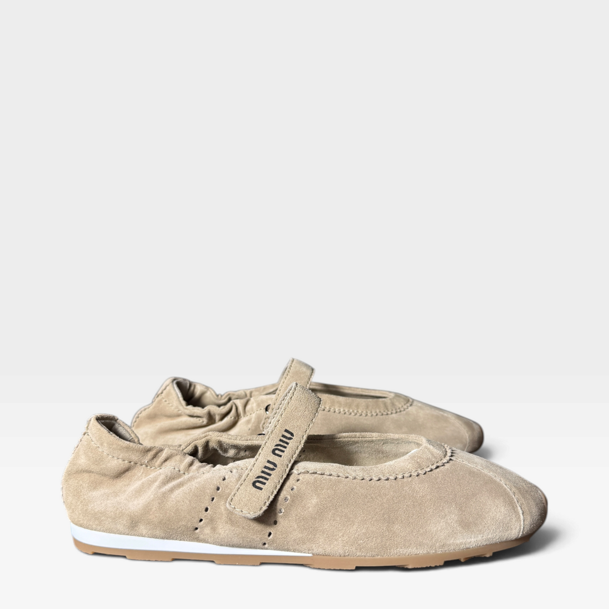 Miu Miu Plume Deserto Suede Ballet Flats