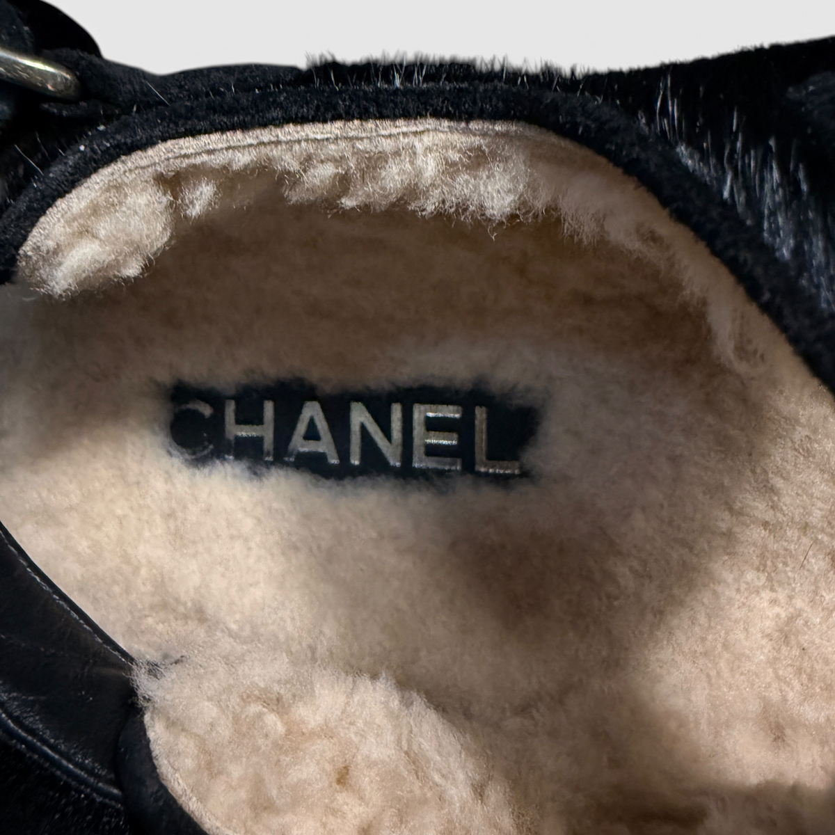 Chanel Pony/Shearling Dad Sandals