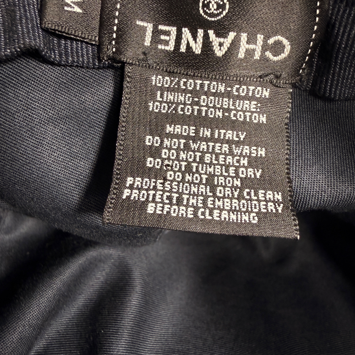 Chanel Denim Crystal Logo Bucket Hat