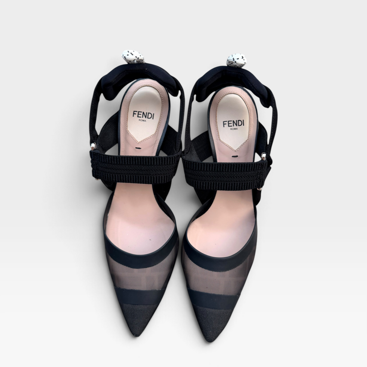 Fendi Colibrì Leather Mesh Slingbacks