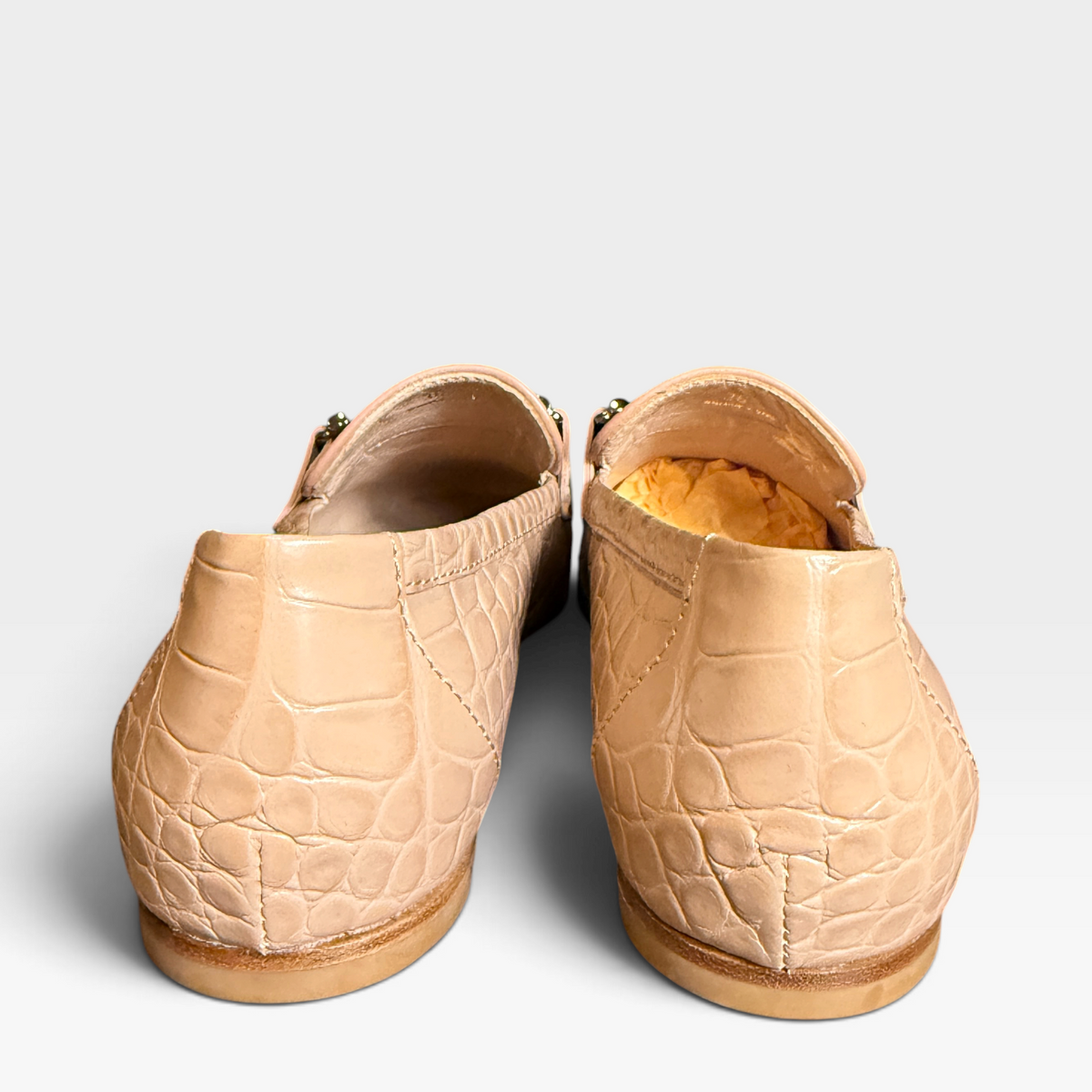 Tod's Double T Bar Croc Leather Loafers