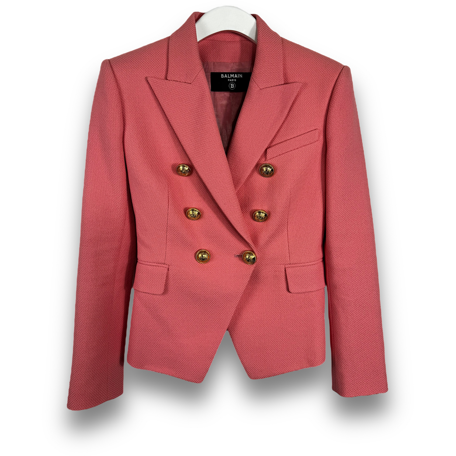 Balmain Pink Blazer with gold buttons