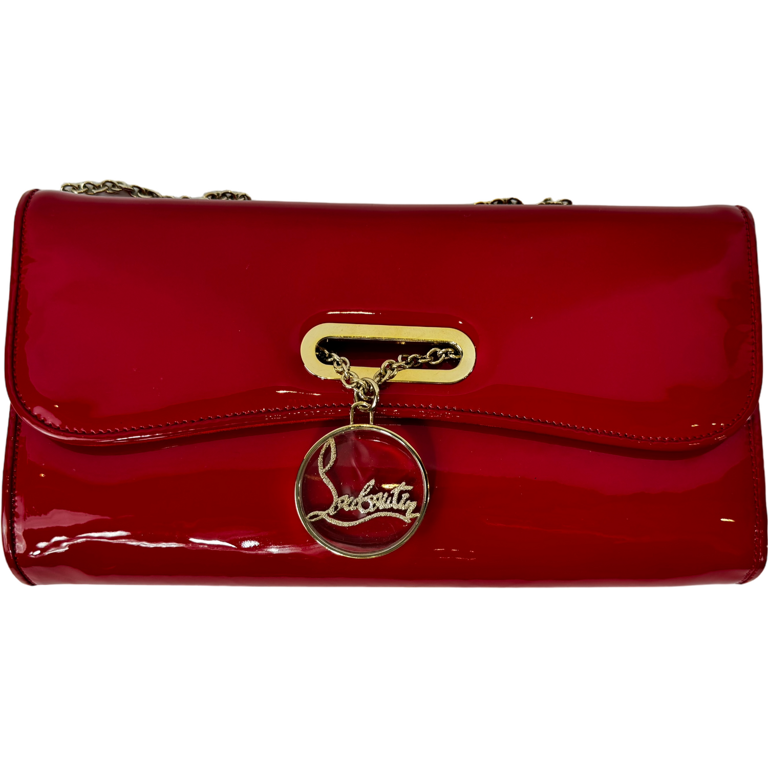 CHRISTIAN LOUBOUTIN Red Patent Riviera Clutch Bag