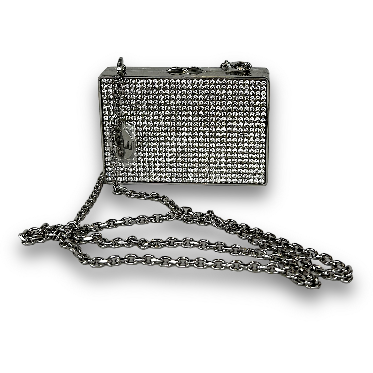 JUDITH LEIBER micro crystal bag with shoulder chain.