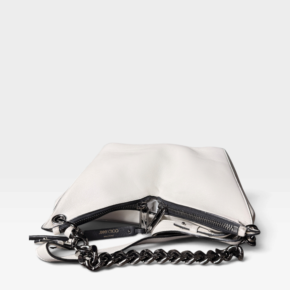 Jimmy Choo White Raven Small Hobo Bag (in box)