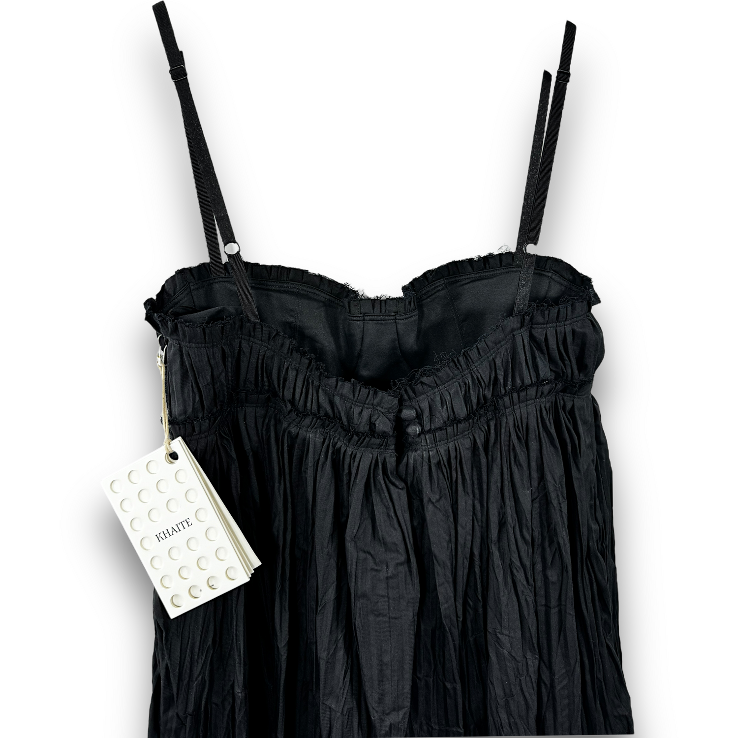 KHAITE Black Pleated Bralet Dress