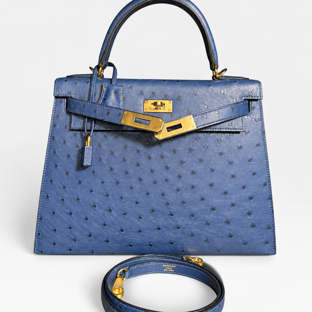 Hermès Kelly 25, Ostrich - D Stamp