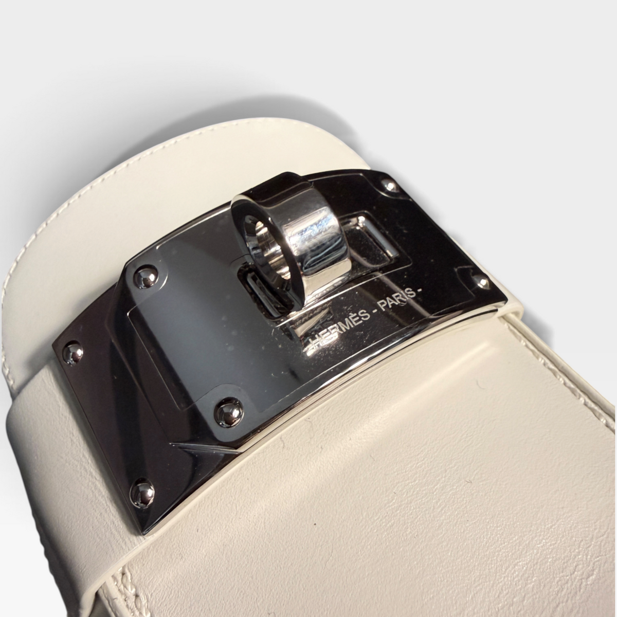 Hermès Iota (Lota) Mules - White Leather, Palladium Hardware