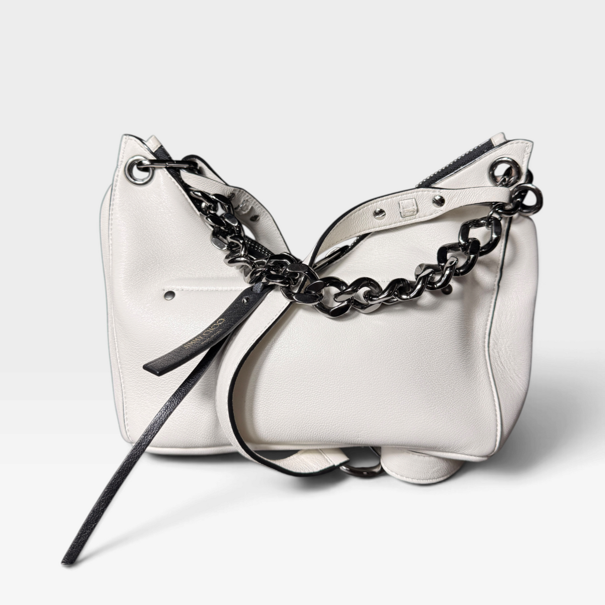 Jimmy Choo White Raven Small Hobo Bag (in box)