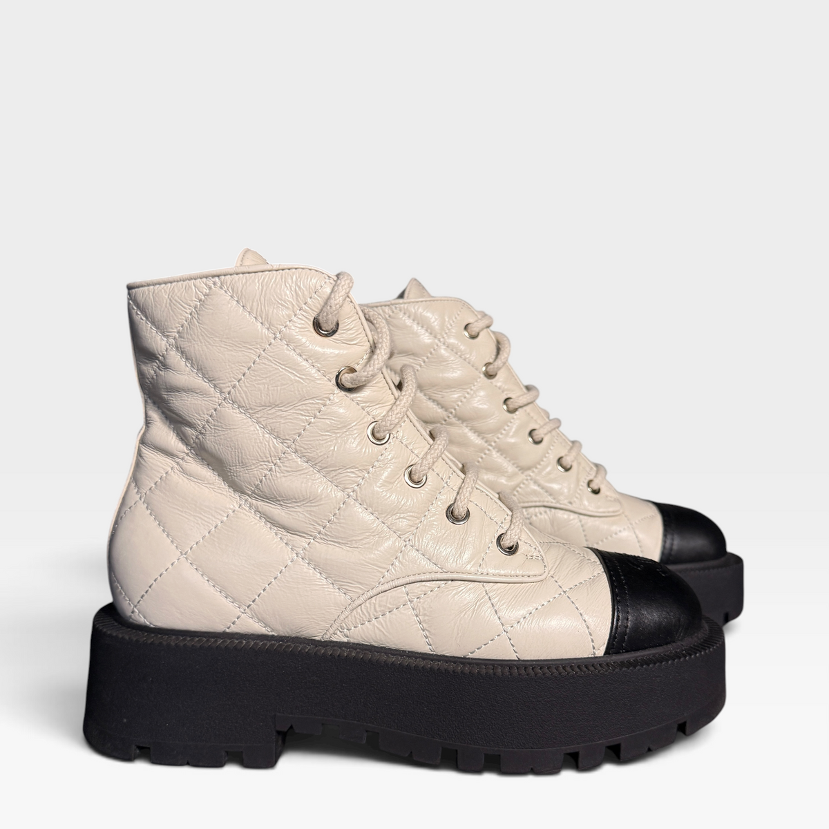Chanel Quilted Combat Boots