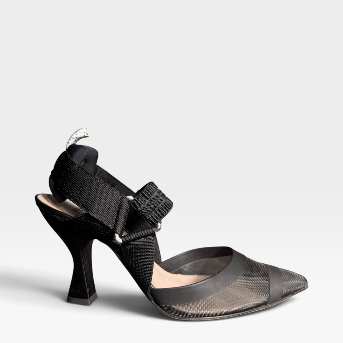 Fendi Colibrì Leather Mesh Slingbacks