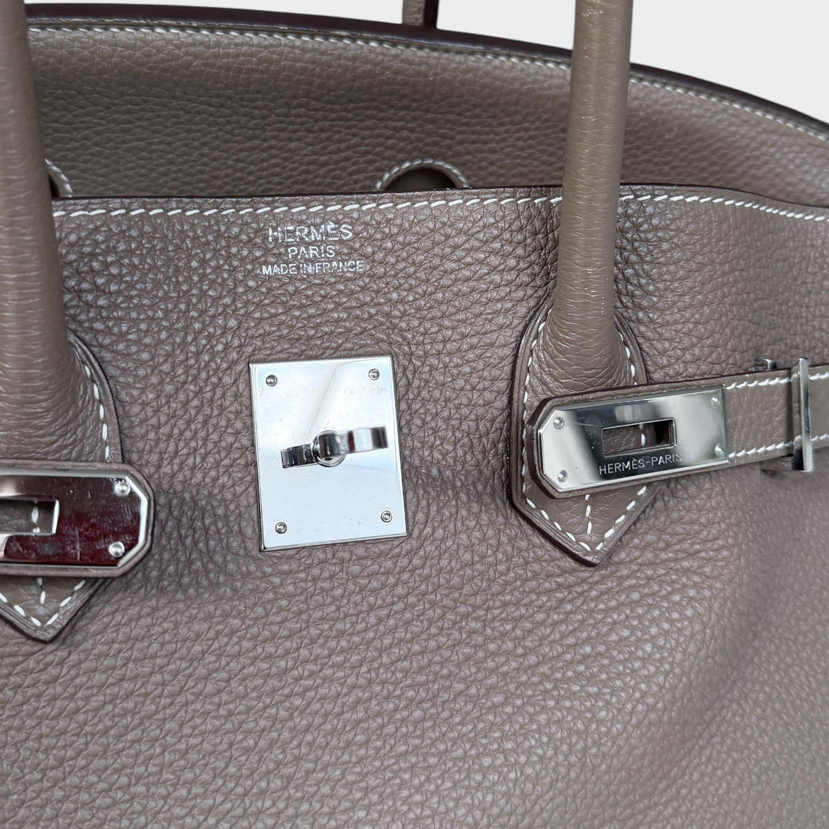 Hermès Étoupe Birkin 35, Togo Leather, Palladium Hardware, O Stamp