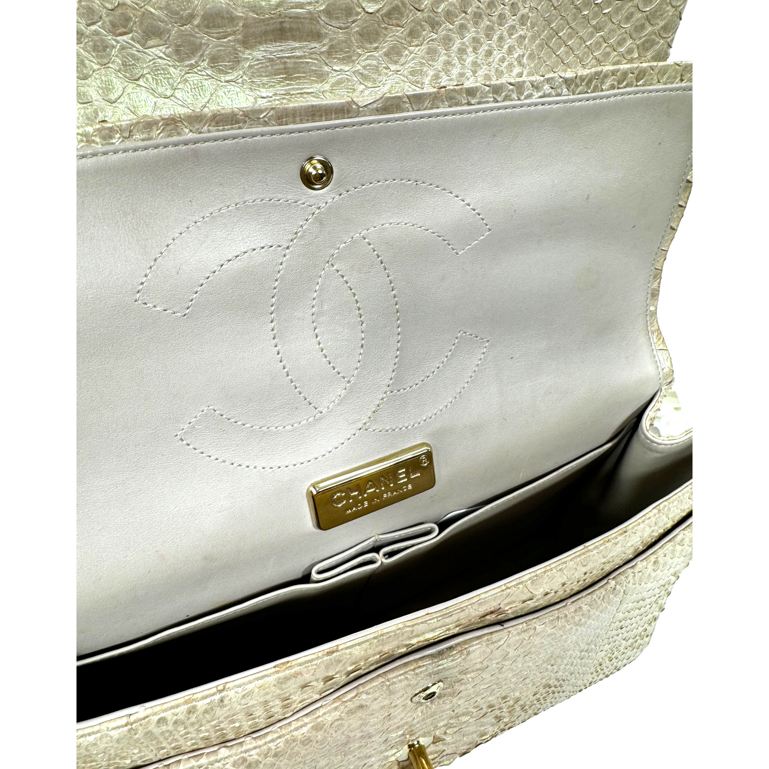 CHANEL Jumbo Metallic Python Iridescent Classic with Champagne Hardware 2012