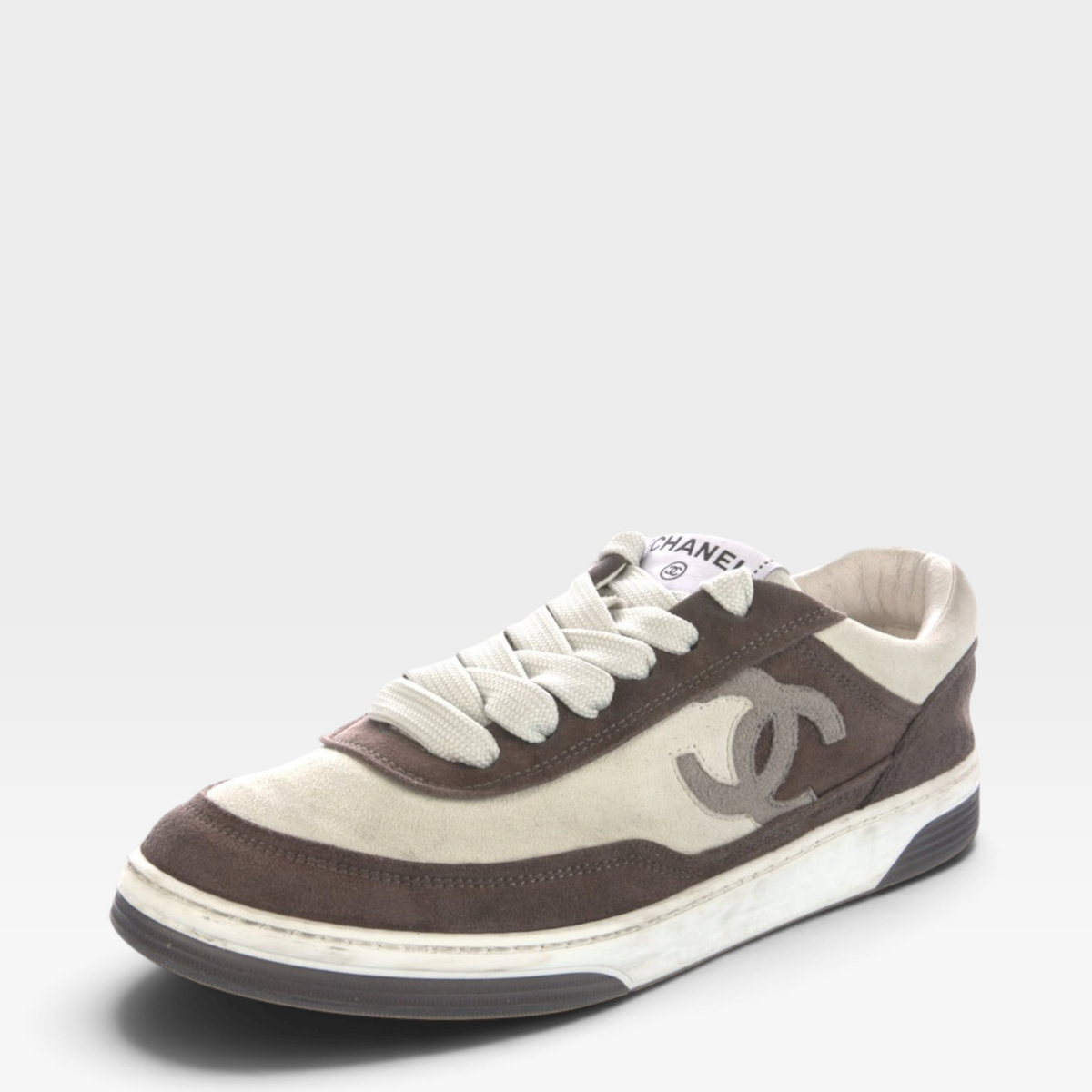 Chanel Interlocking CC Logo Suede Sneakers