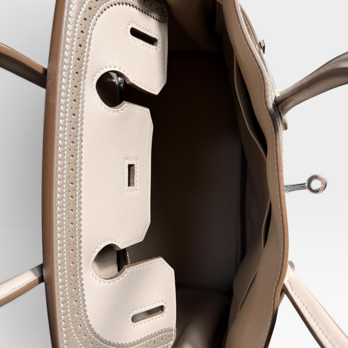 Hermès Birkin 30 Ghillies, Limited Edition Argile & Étoupe, Palladium Hardware - P Stamp