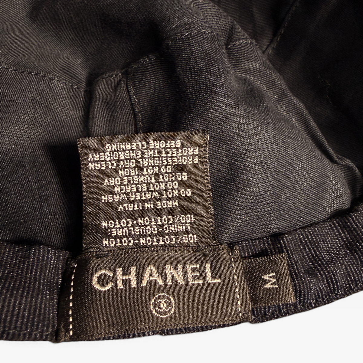 Chanel Denim Crystal Logo Bucket Hat