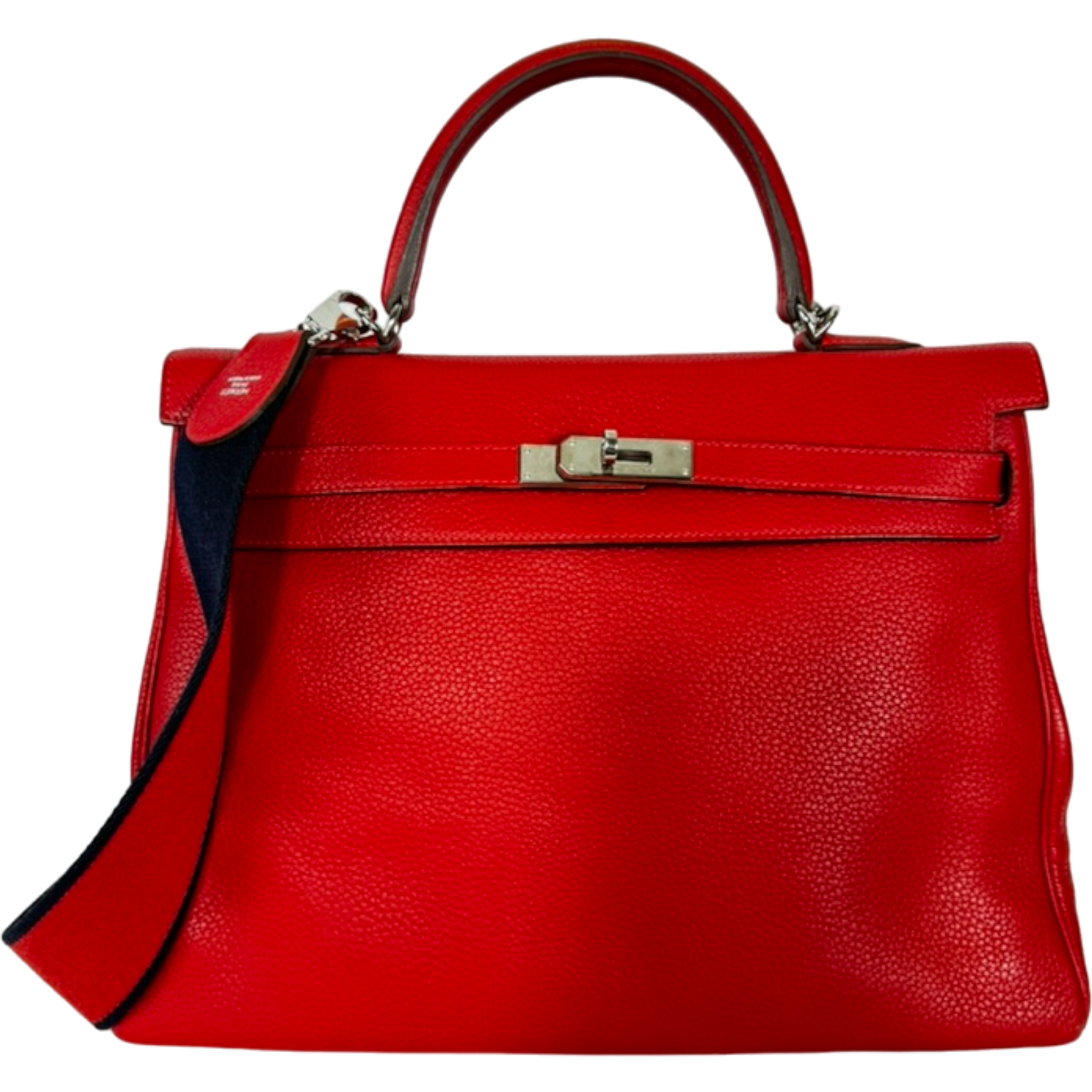 HERMES Kelly Retourne 35, Red Togo leather, palladium hardware 