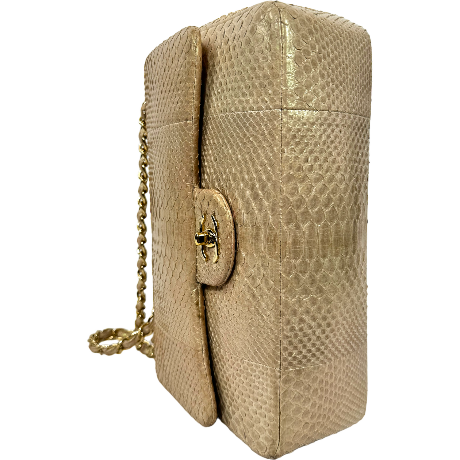 CHANEL Jumbo Metallic Python Iridescent Classic with Champagne Hardware 2012