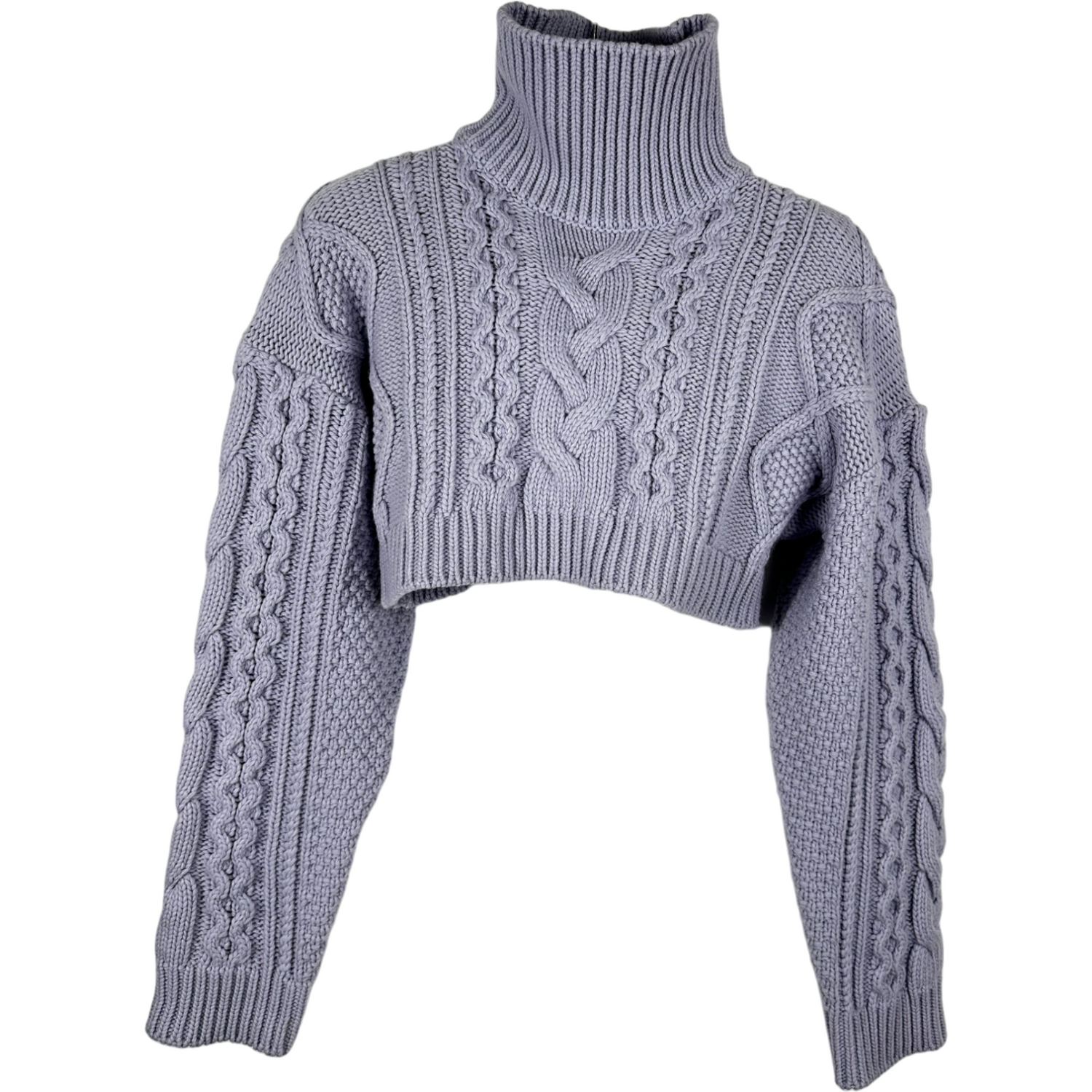 THE FRANKIE SHOP Cropped Lilac Cable Knit Jumper