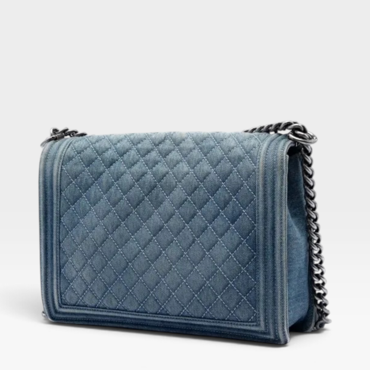 Chanel Large Quilted Denim Boy Flap Crossbody Bag