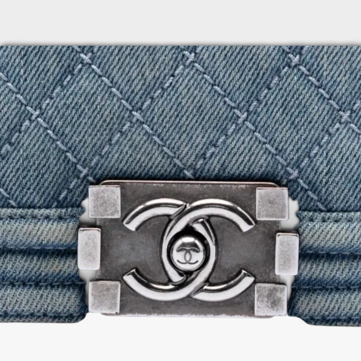 Chanel Large Quilted Denim Boy Flap Crossbody Bag