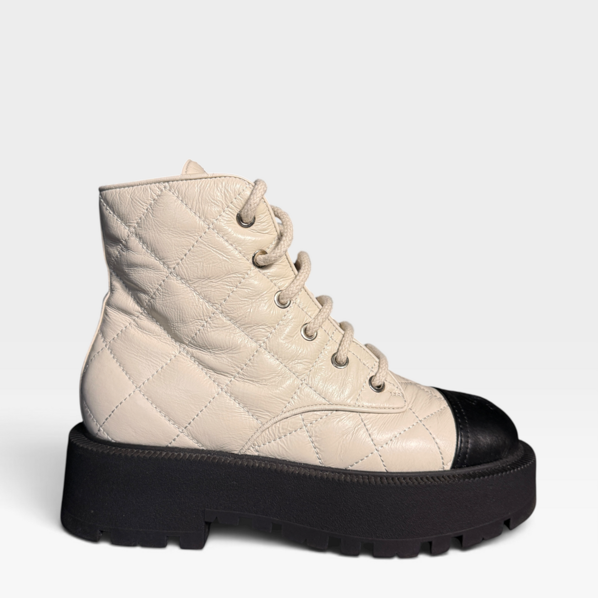 Chanel Quilted Combat Boots