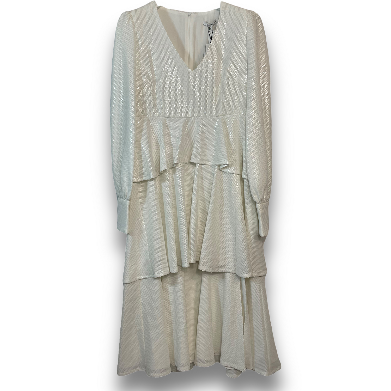 OLIVIA RUBIN White sequin tiered dress