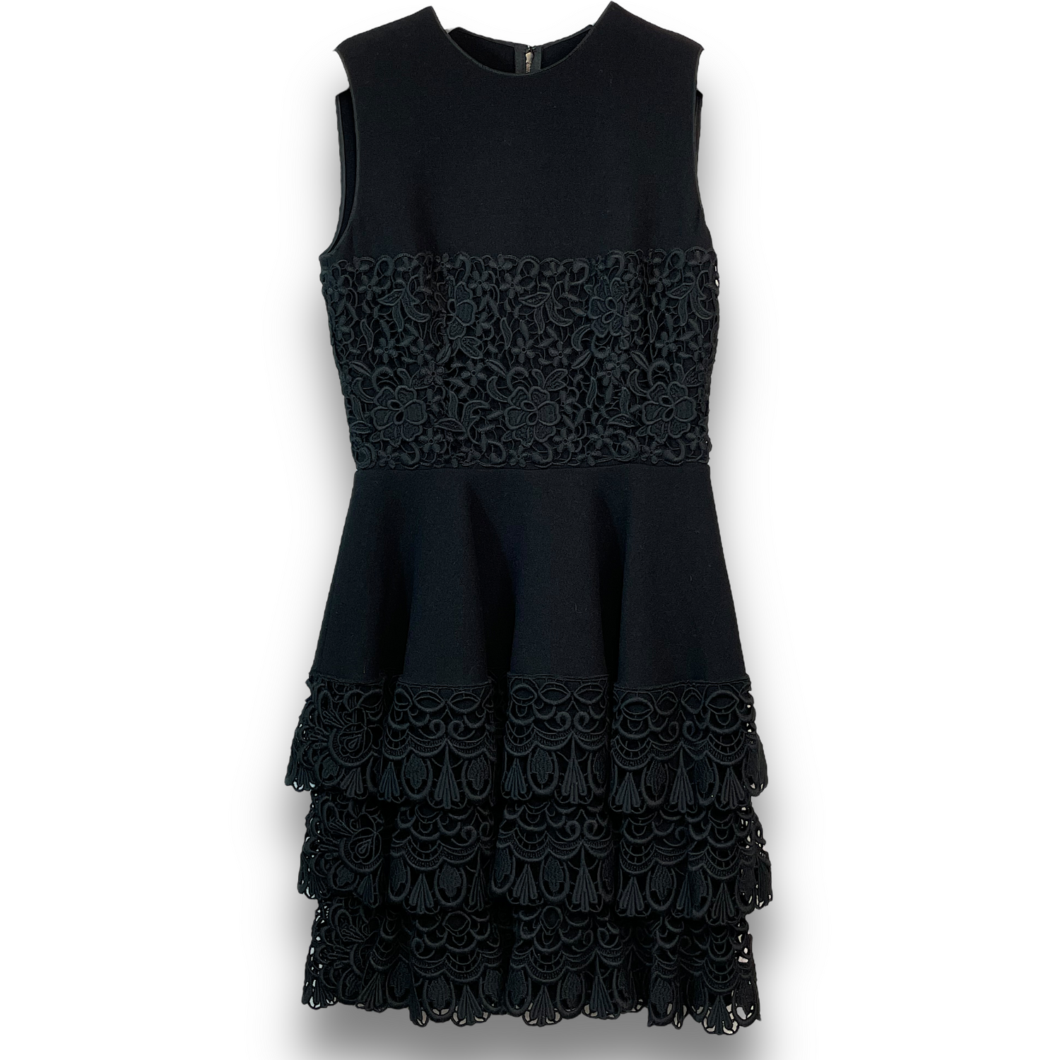 DOLCE & GABBANA Black Lace Tiered Mini Dress