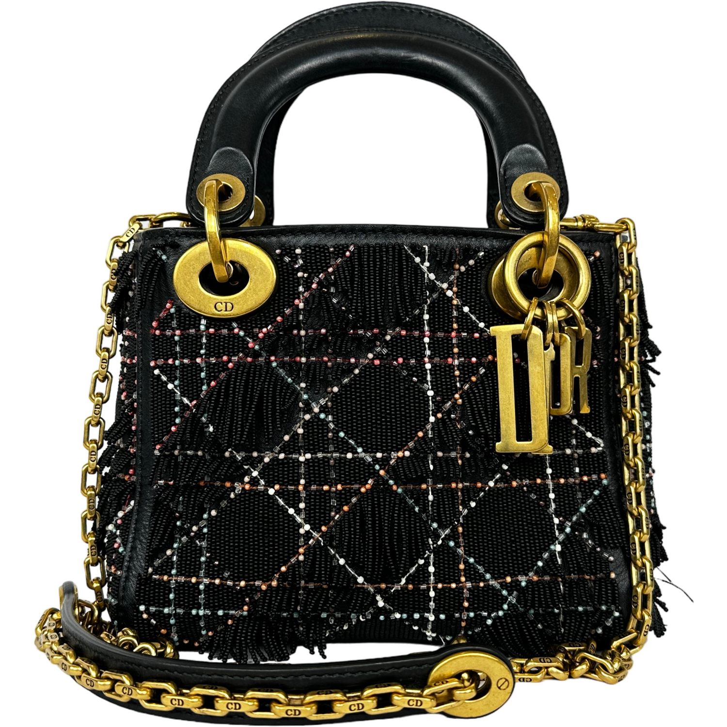 CHRISTIAN DIOR Mini Lady Dior Black Beaded Bag