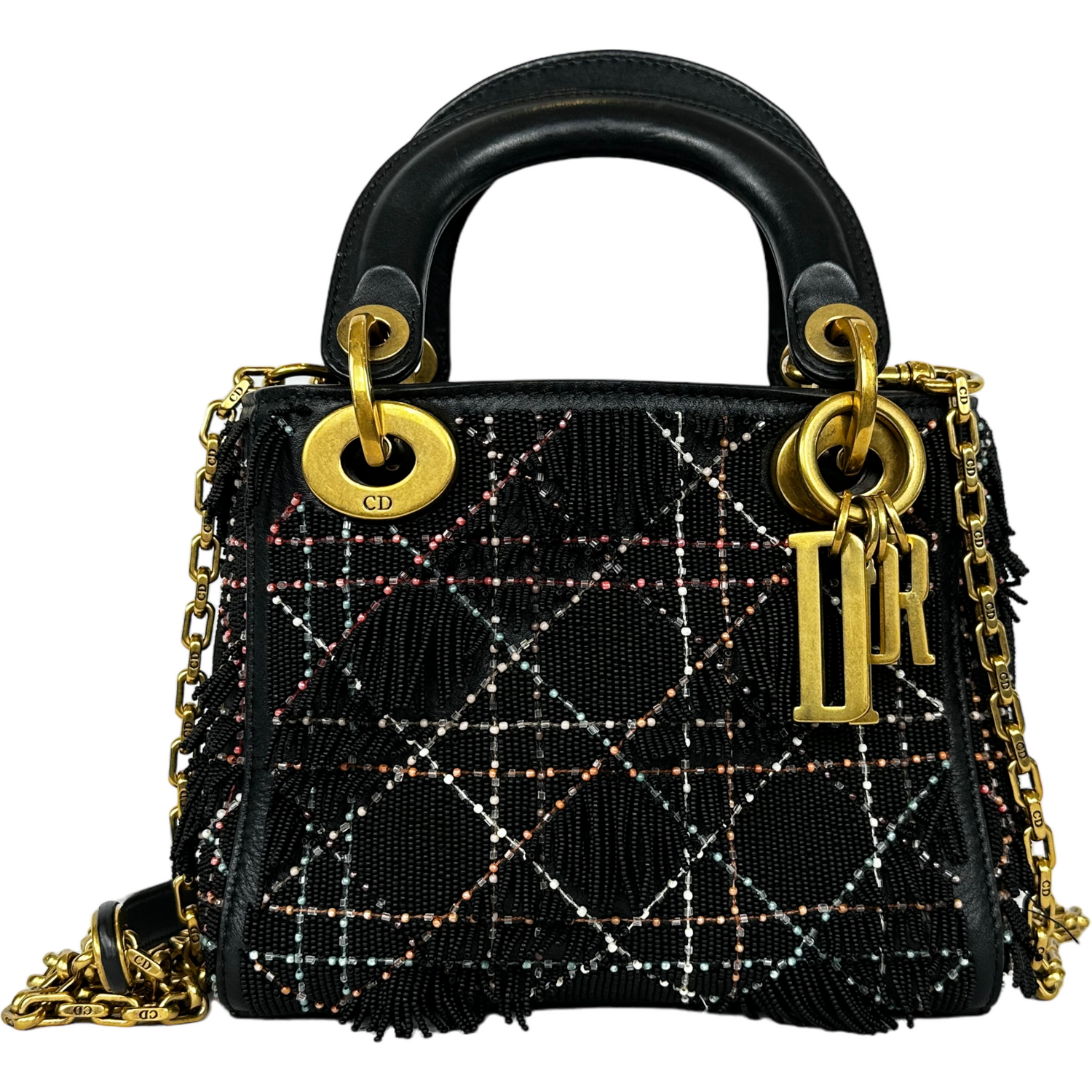 CHRISTIAN DIOR Mini Lady Dior Black Beaded Bag