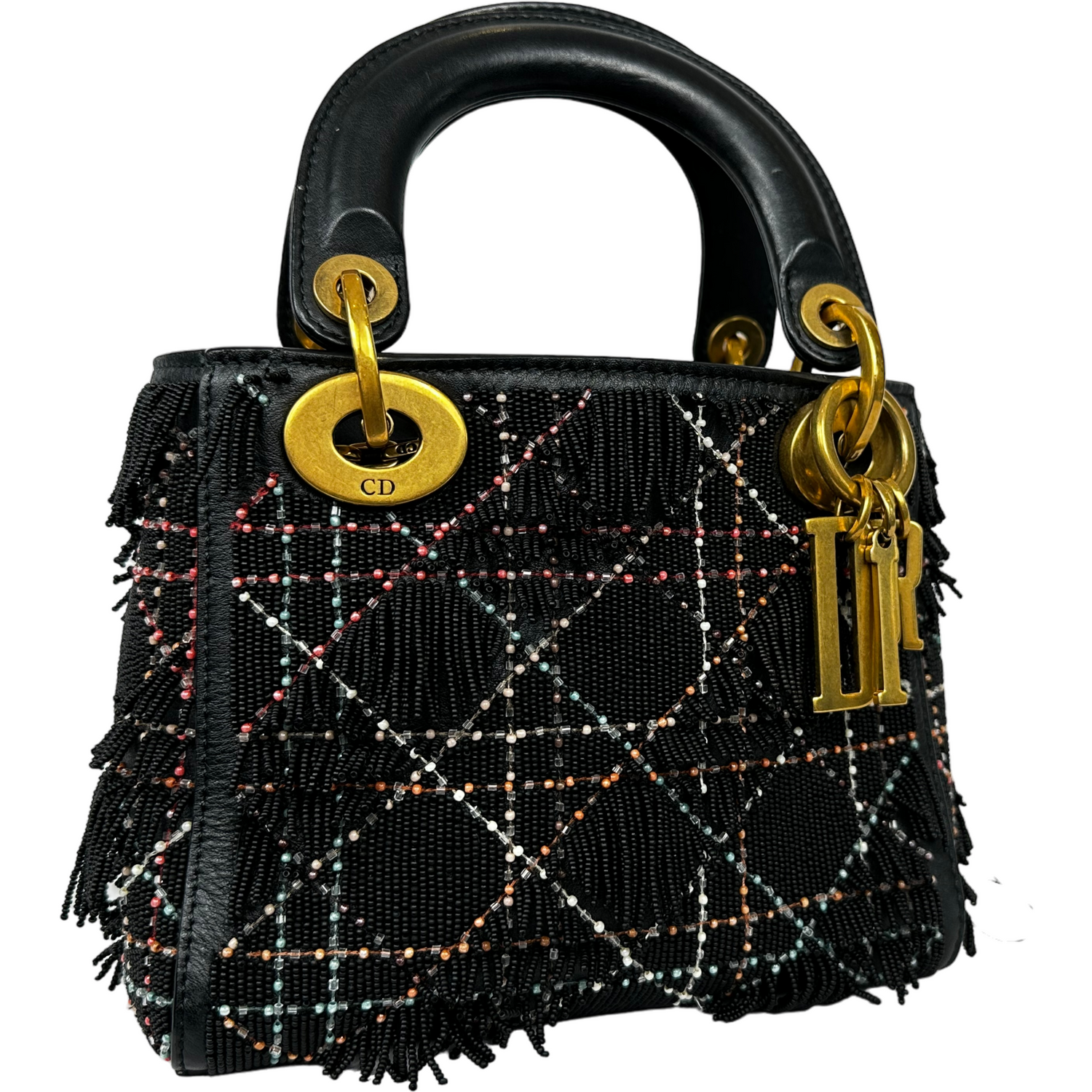 CHRISTIAN DIOR Mini Lady Dior Black Beaded Bag