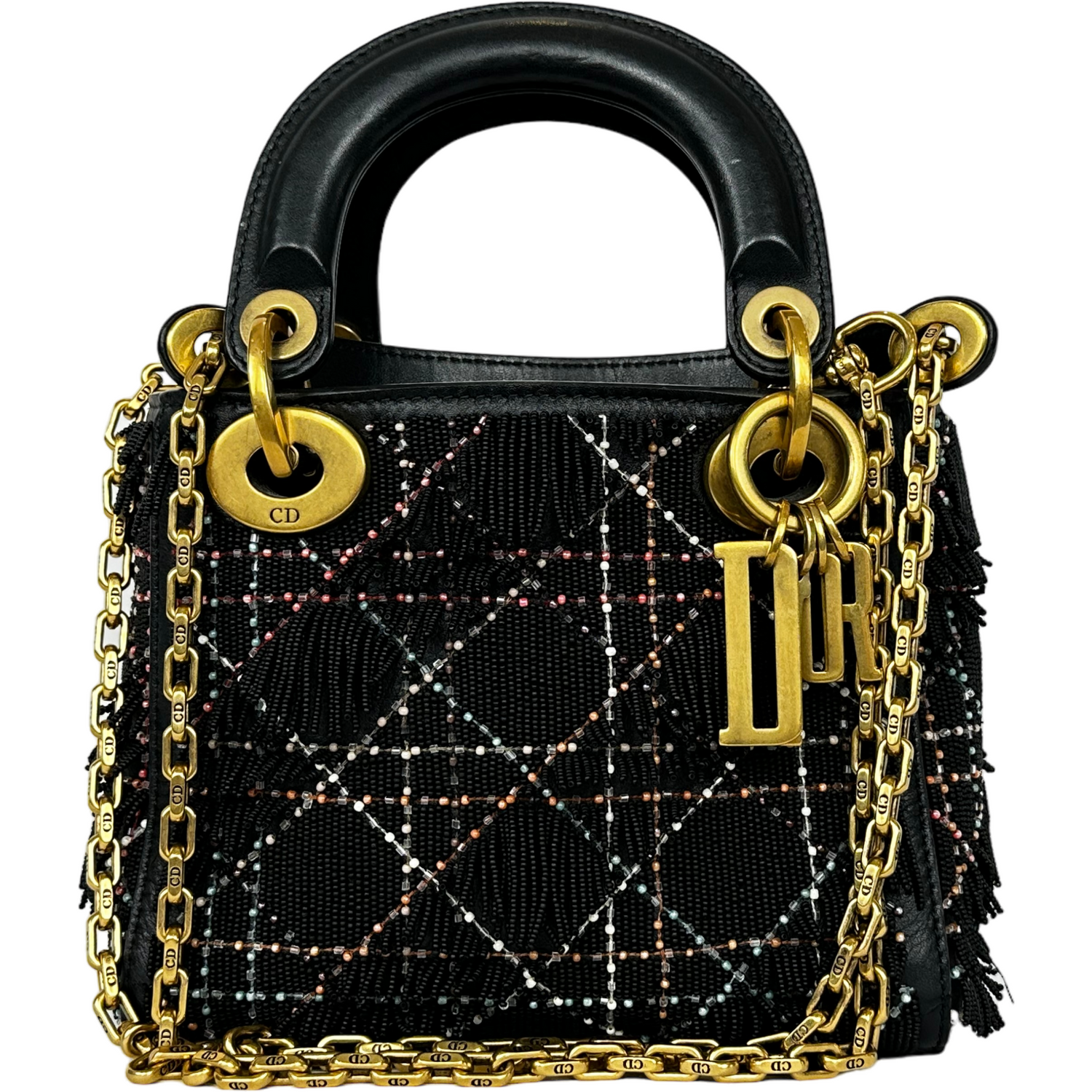 CHRISTIAN DIOR Mini Lady Dior Black Beaded Bag