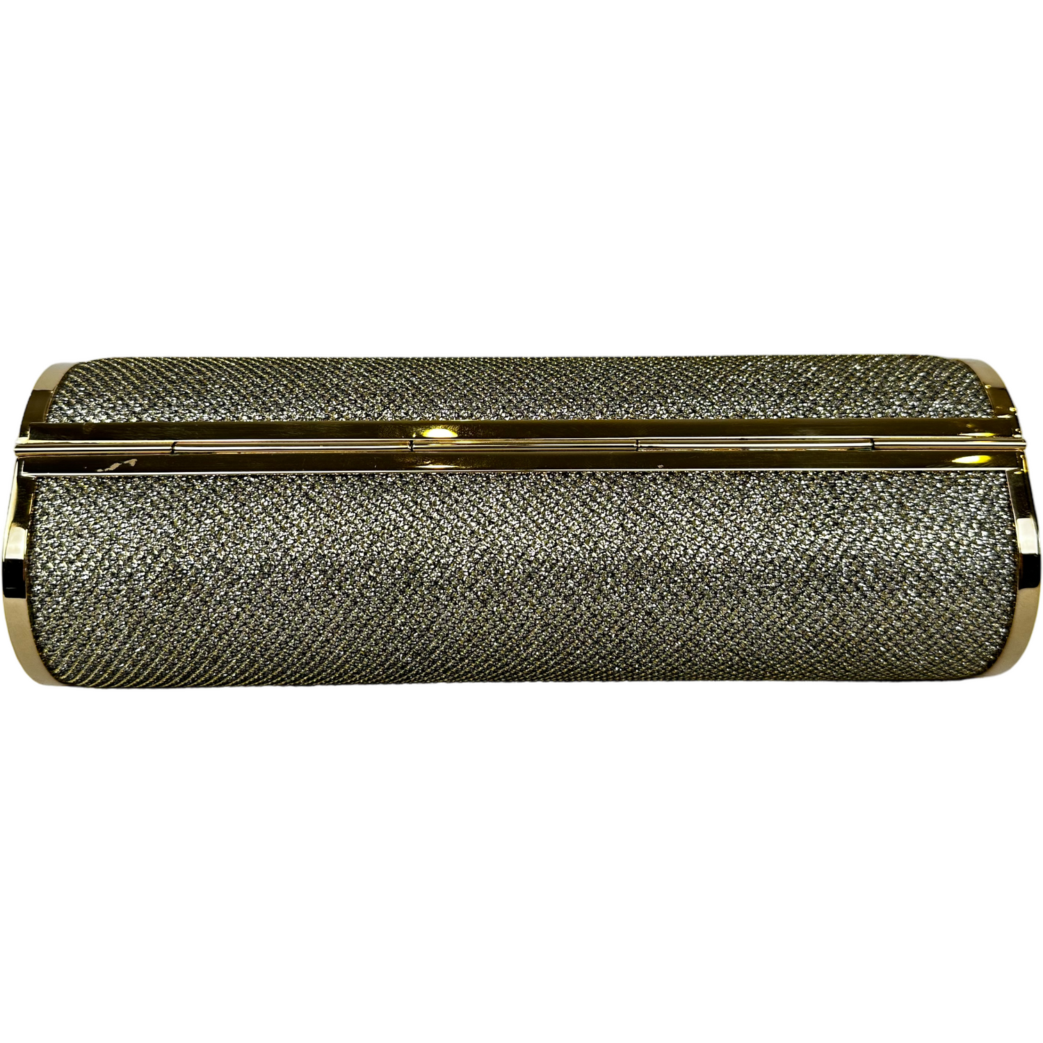 JIMMY CHOO Gold Glitter Cylinder Clutch