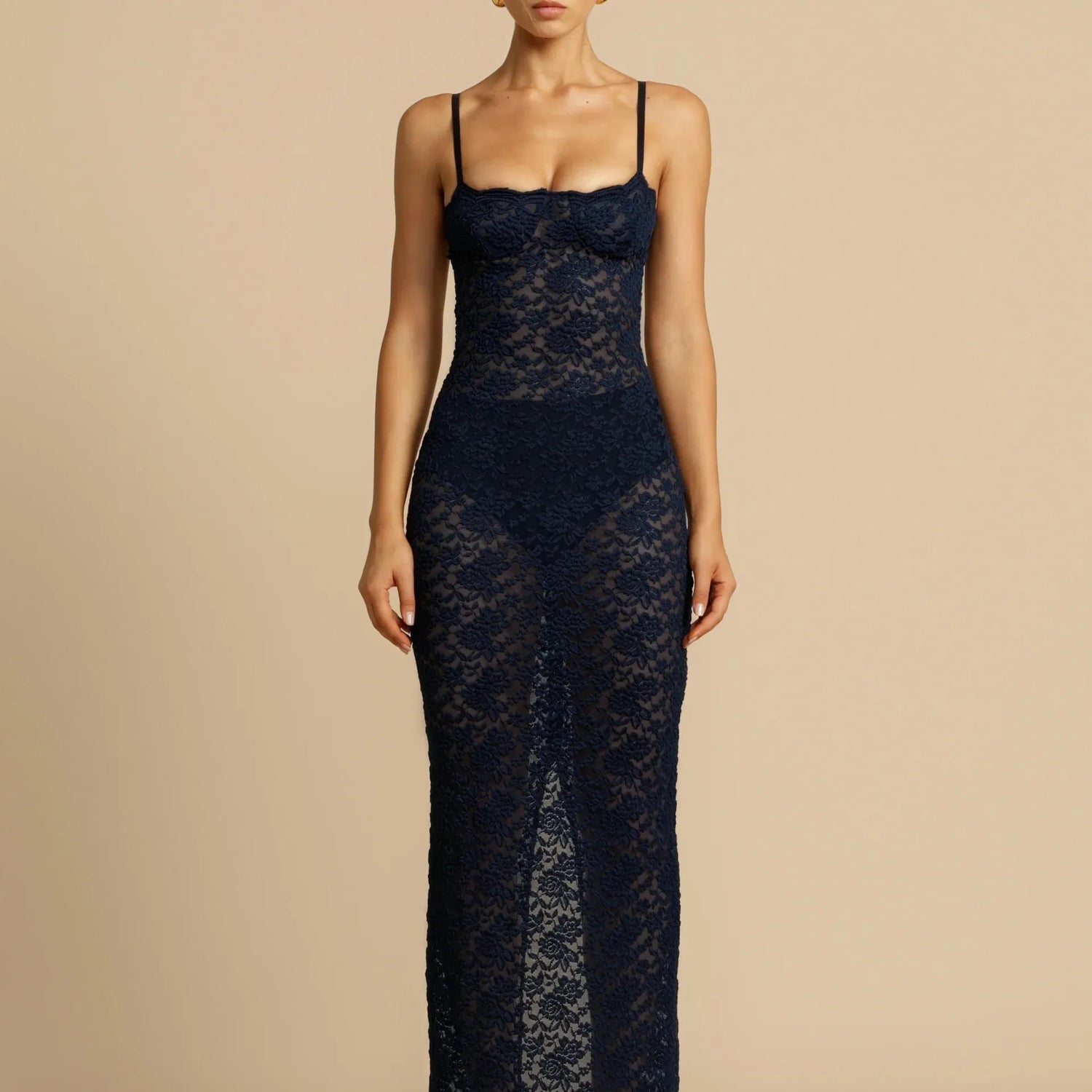 ARCINA ORI MARGOT NAVY LACE MAXI DRESS NWT
