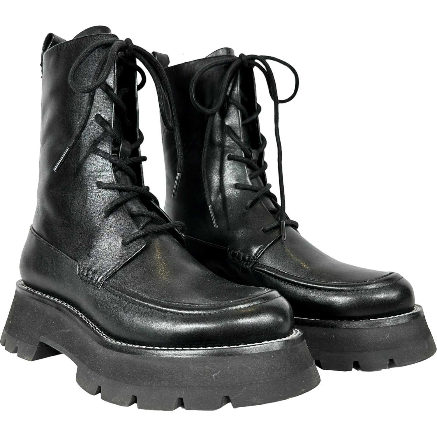 PHILLIP LIM Kate Lace Up Combat Boots Black