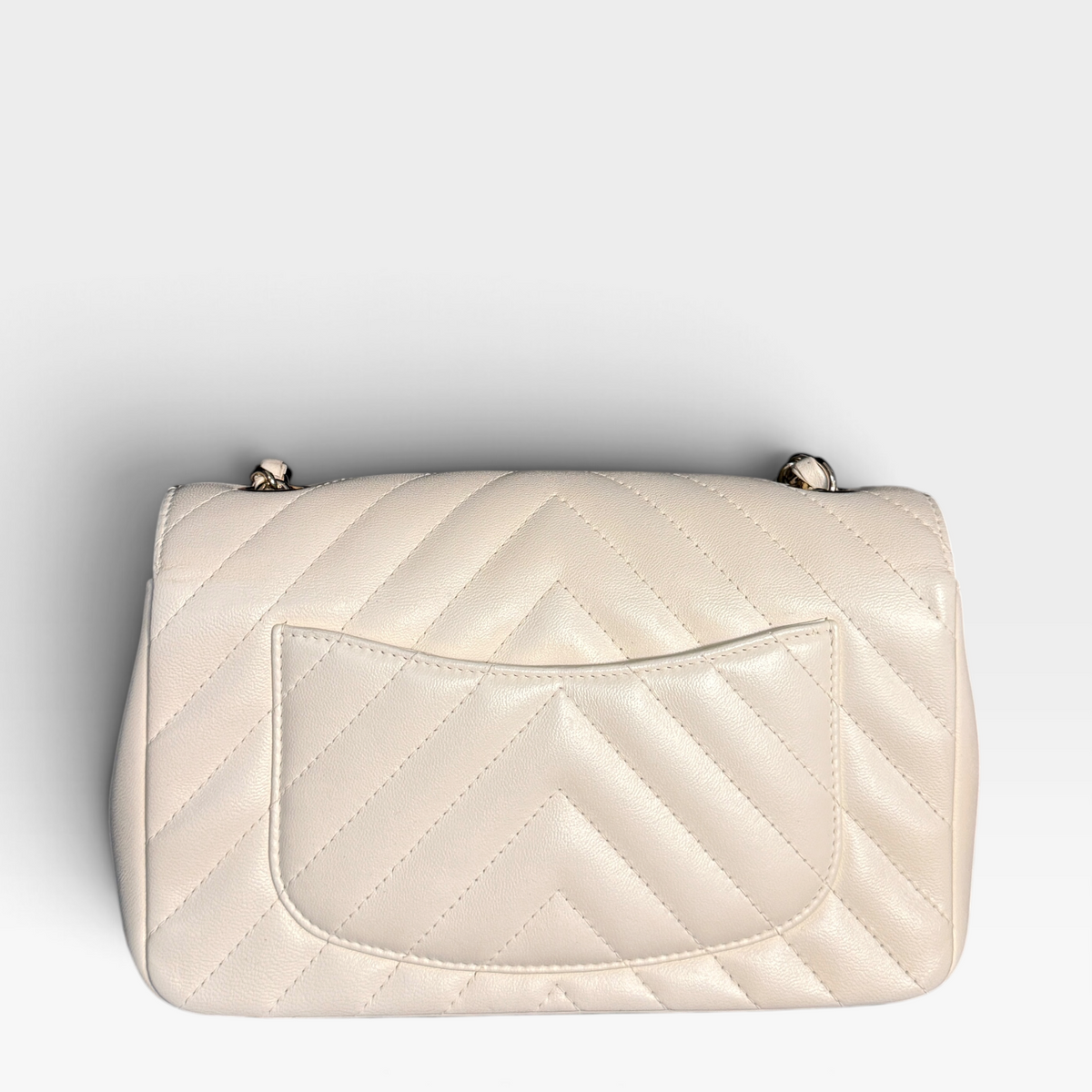 Chanel Mini Rectangular Flap - Ivory Chevron Leather, Gold Hardware