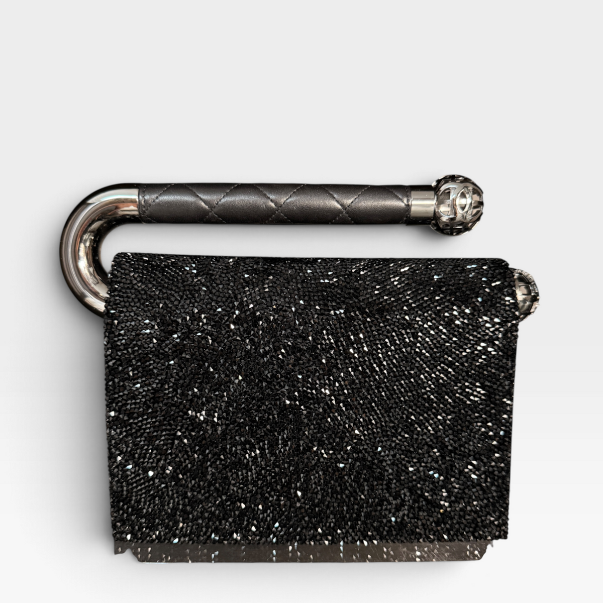 Chanel Fall 2013 Runway Minaudière - Black Crystal, Silver Hardware