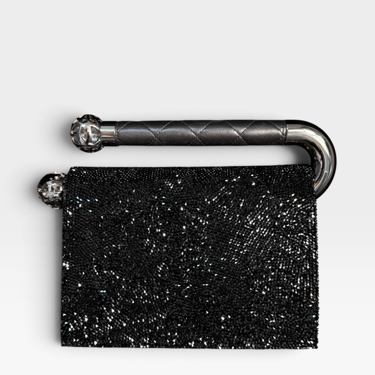 Chanel Fall 2013 Runway Minaudière - Black Crystal, Silver Hardware