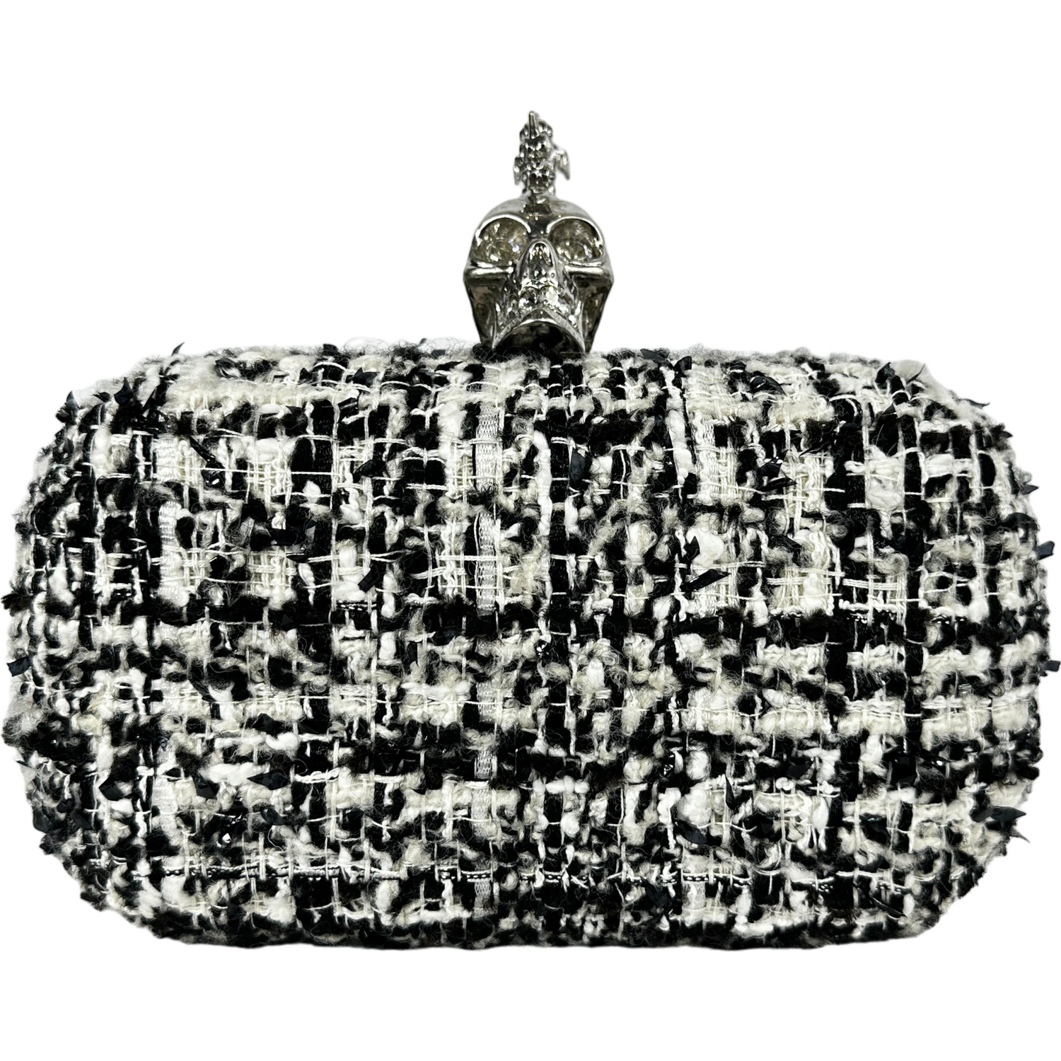 Black & white tweed clutch box bag, rare collectors item.