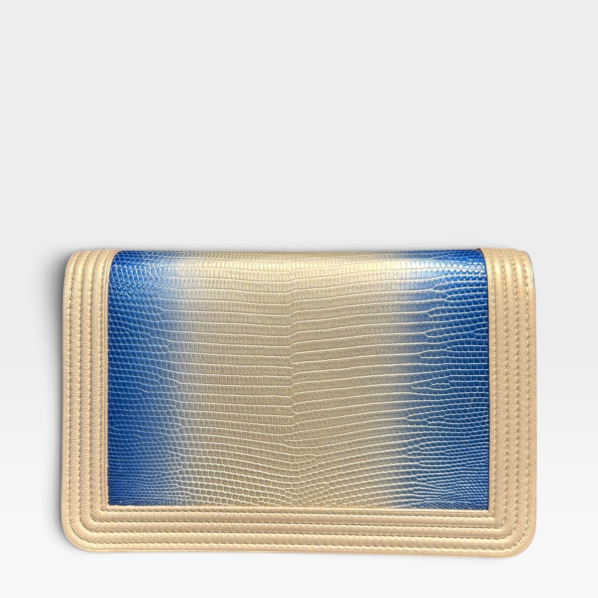 Chanel Boy Wallet On Chain - Blue Ombré Lizard, Gold Hardware