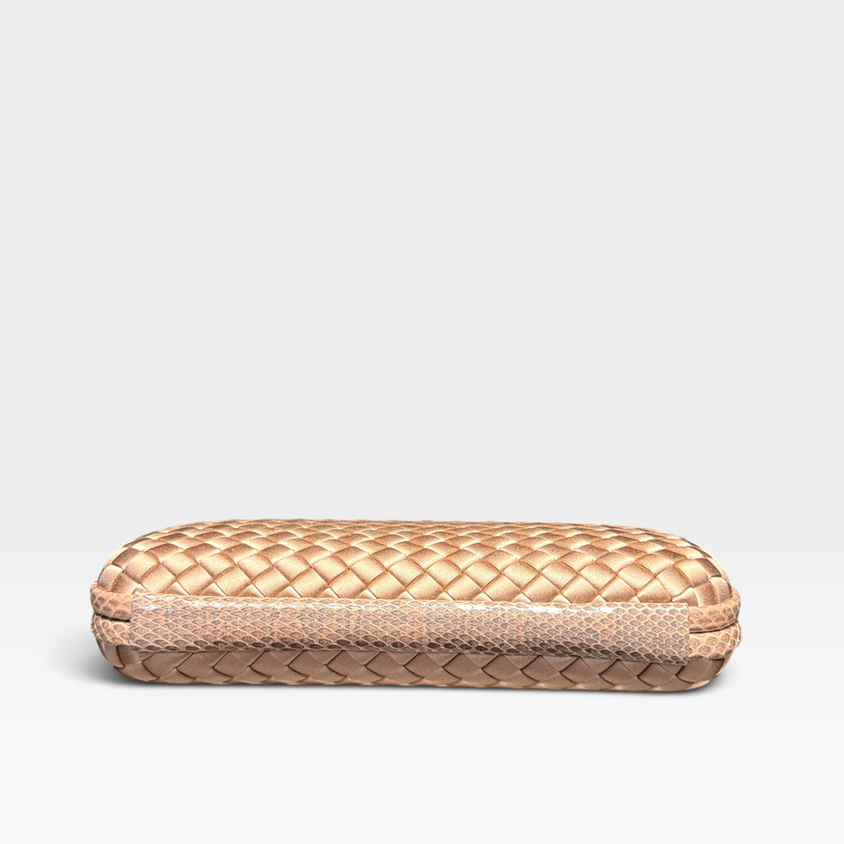 Bottega Veneta Knot Clutch XL - Blush Satin with Python Trim