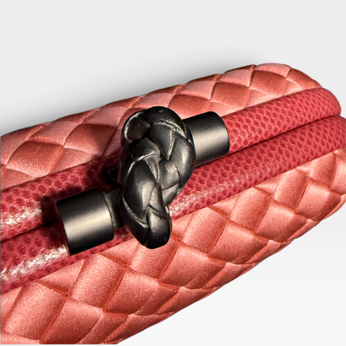 Bottega Veneta Knot Clutch - Pink Satin with Python Trim