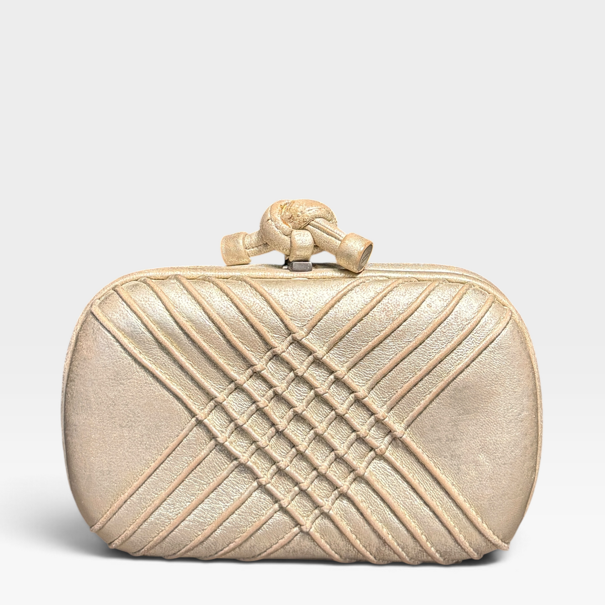 Bottega Veneta Box Clutch - Soft Gold Leather