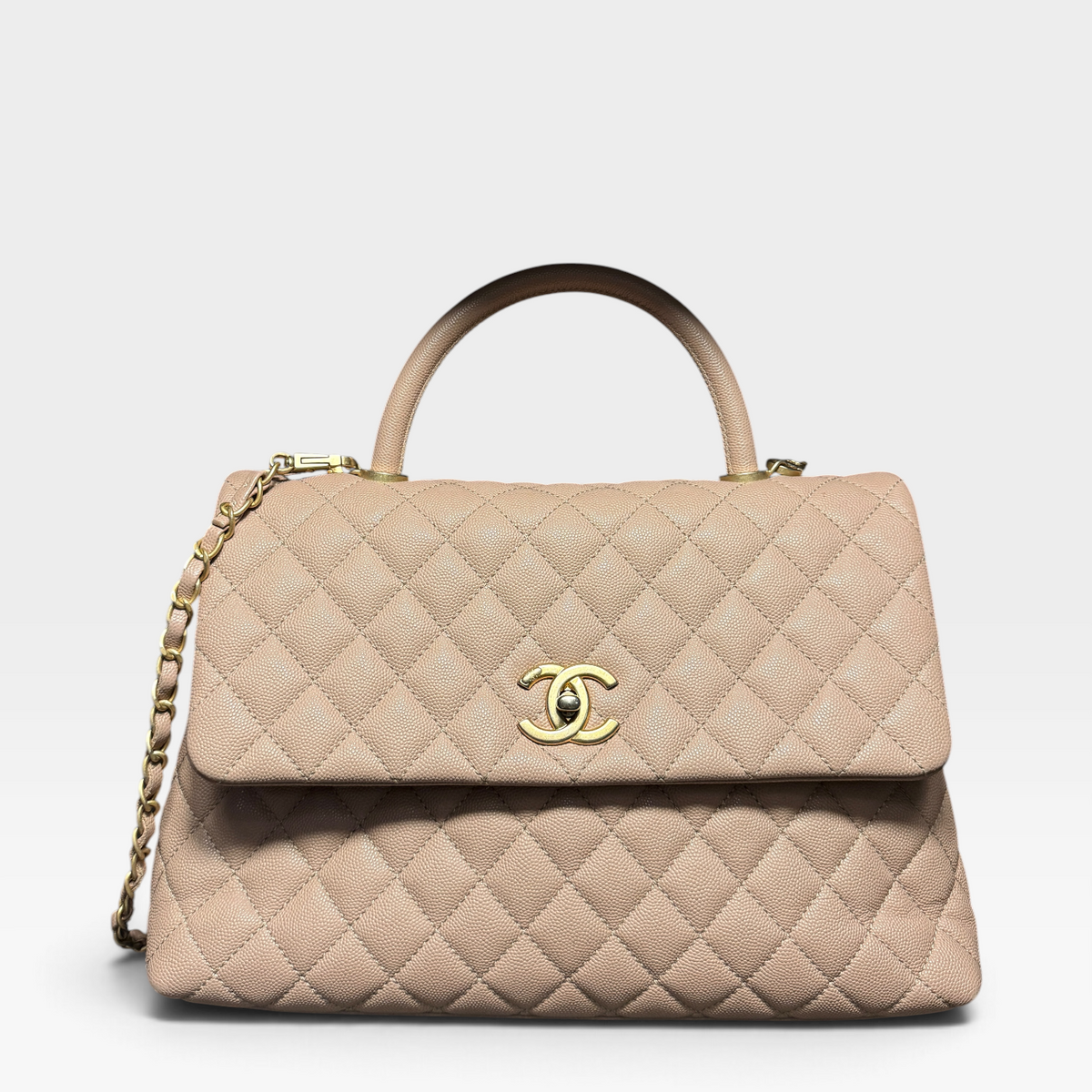 Chanel The Coco Handle, Beige Caviar Leather