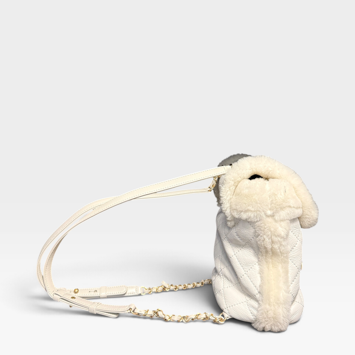 Chanel Shearling Backpack – White GHW