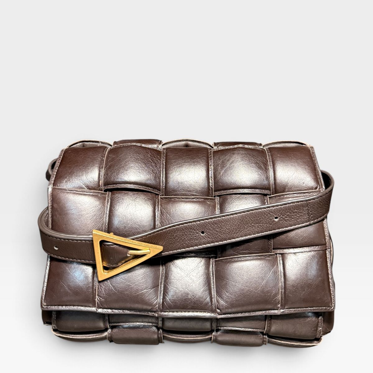 Bottega Veneta Burgundy Brown Leather Padded Cassette Bag