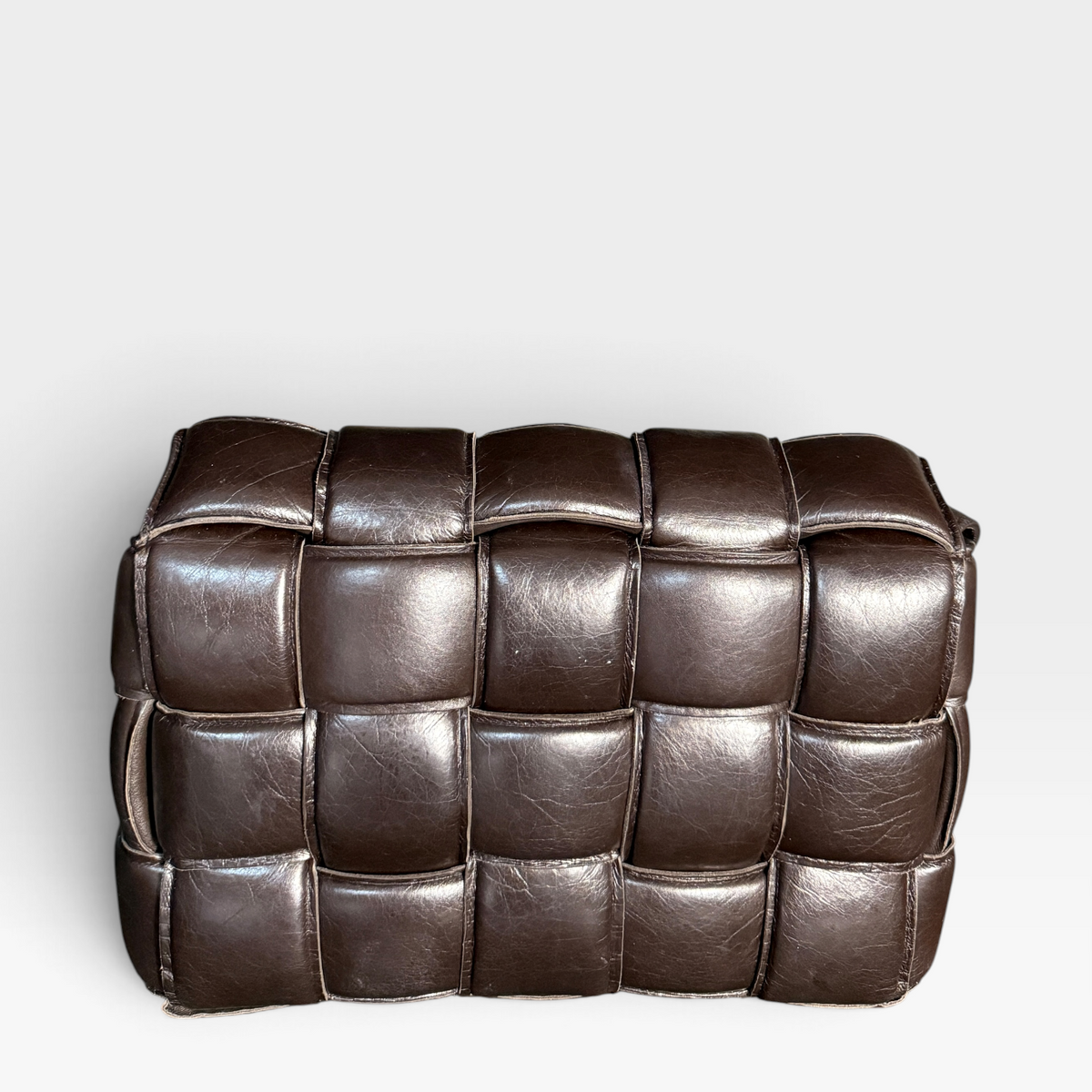 Bottega Veneta Burgundy Brown Leather Padded Cassette Bag